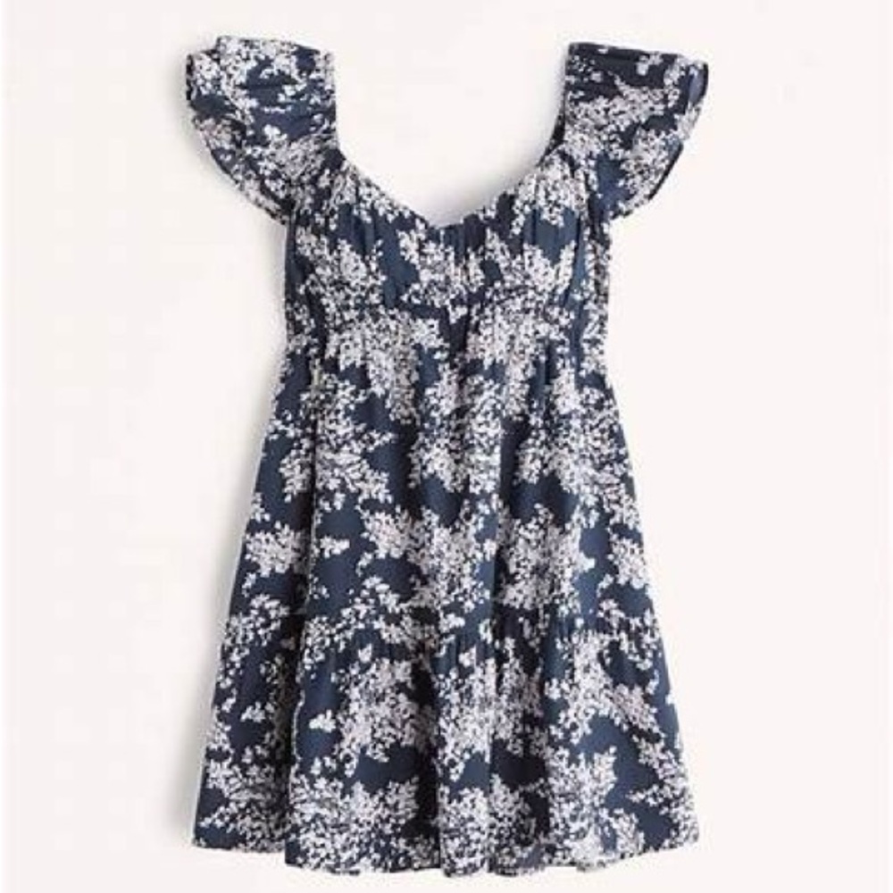 Abercrombie & Fitch Ruched Flutter Sleeve Mini Dress